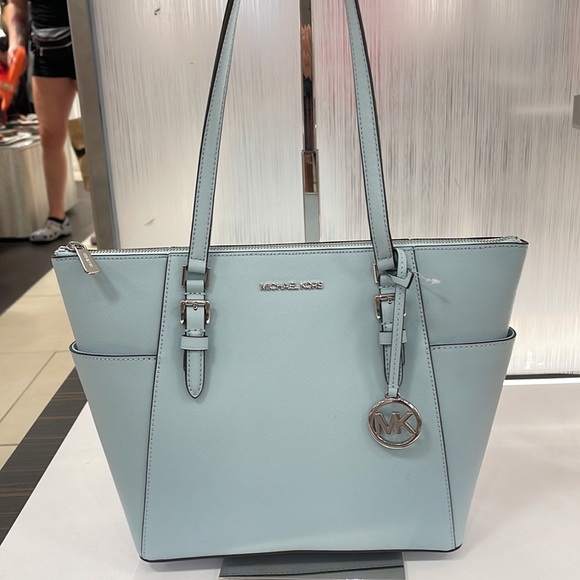 MICHAEL KORS Charlotte Large Leather Top-Zip Tote
Vista Blue 
NWT - Picture 1 of 16
